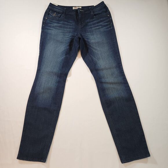 LEI Curvy Skinny Jeans Juniors Size 9 Regular Selena Blue Dark Wash Stretch - Picture 1 of 16